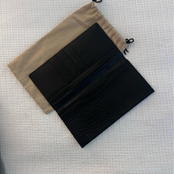 Burberry Black Leather Long Card Wallet with Logo Dust Bag - Picture 2 of 4